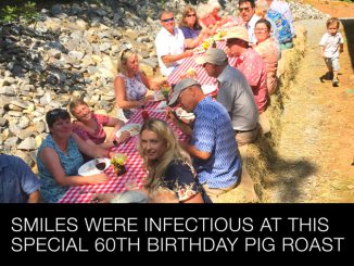 Smiles were infectious at this special 60th birthday pig roast celebration.